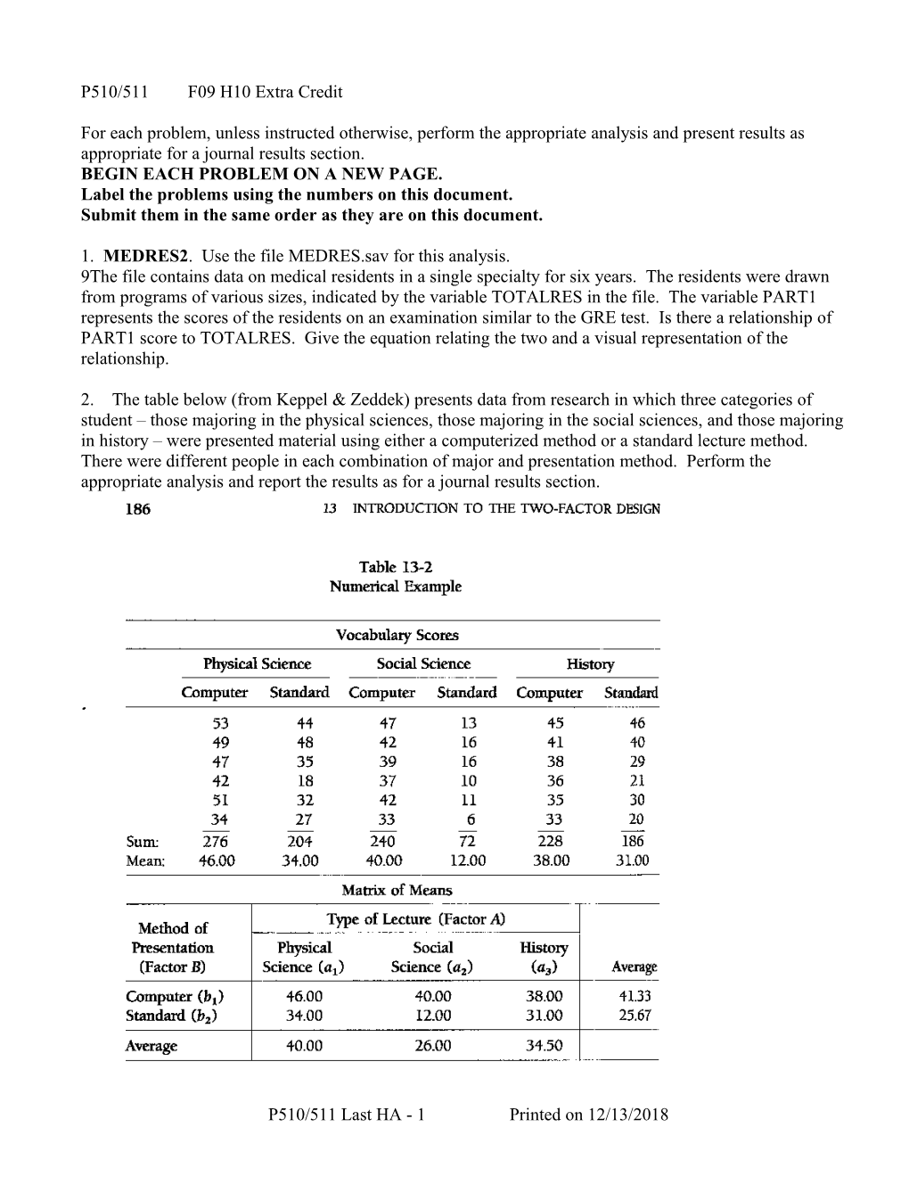 Label the Problems Using the Numbers on This Document