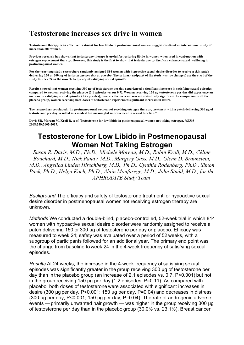 Testosterone Increases Sex Drive in Women