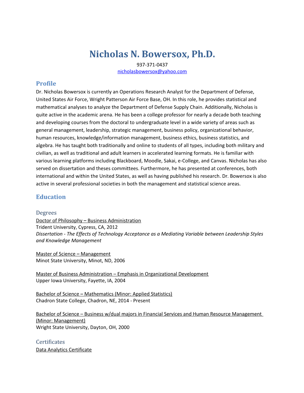 Nicholas N. Bowersox, Ph.D