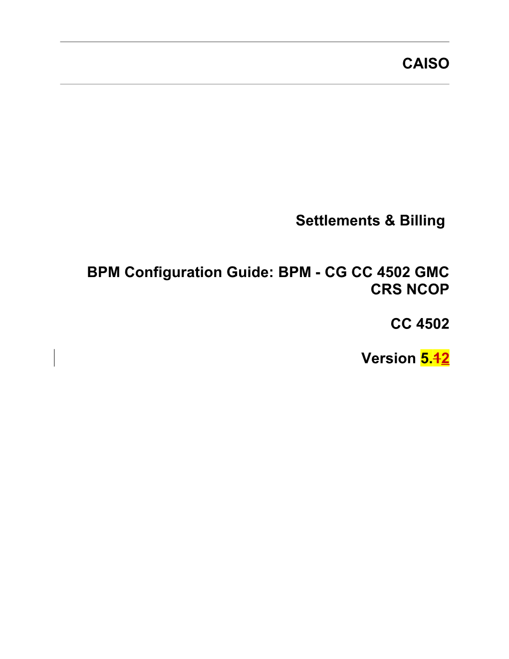 Bpm - Cg Cc 4502 Gmc Crs Ncop