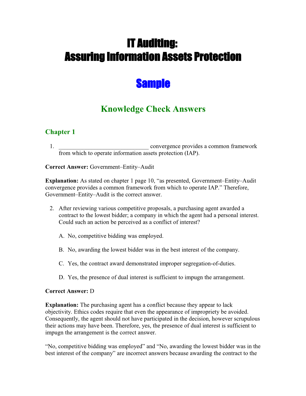 Knowledge Check Questions - IAP