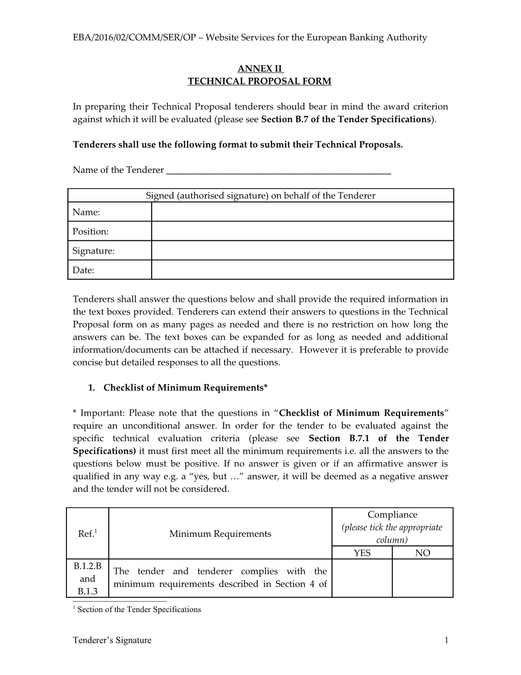 EBA/2016/02/COMM/SER/OP Website Services for the European Banking Authority