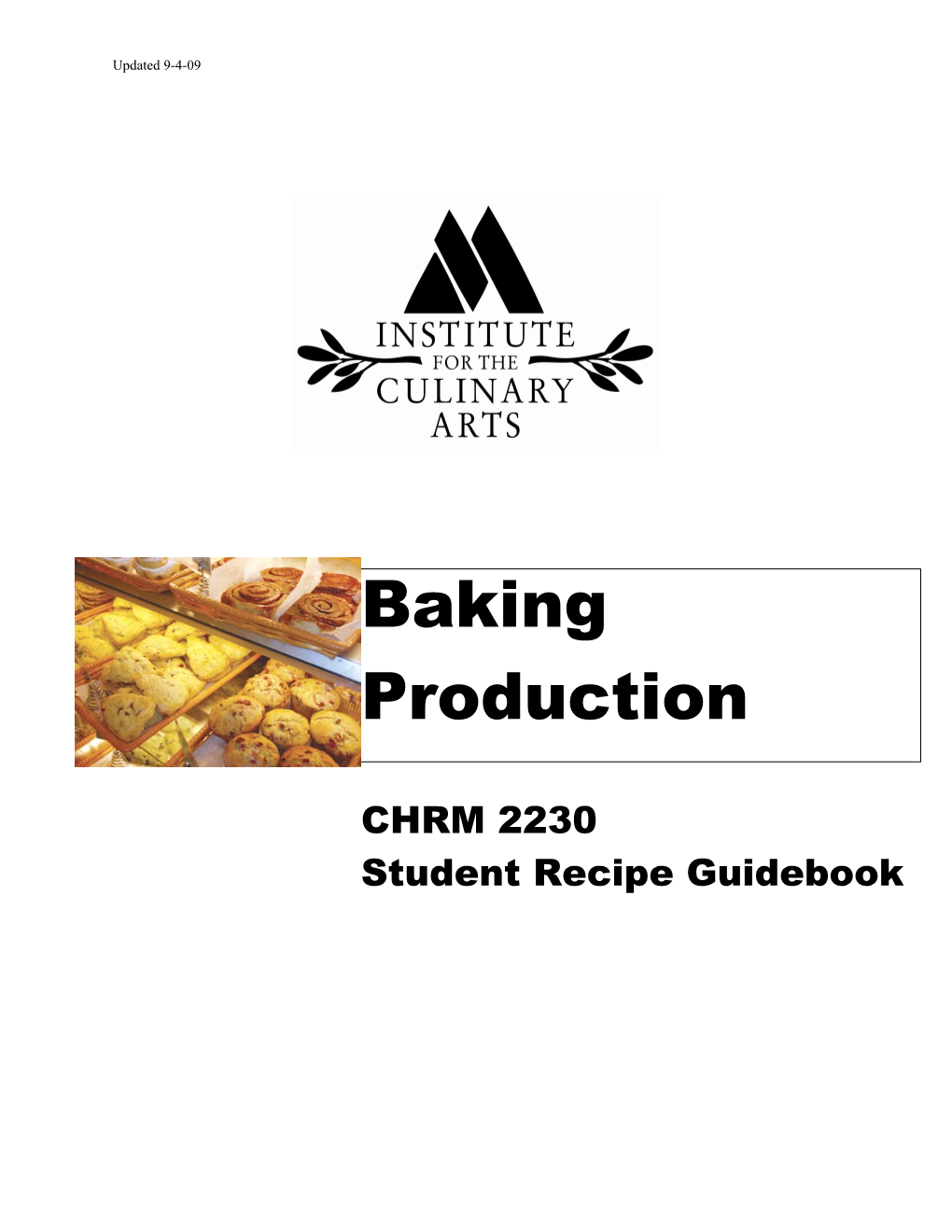 CHRM 2230 Baking Production