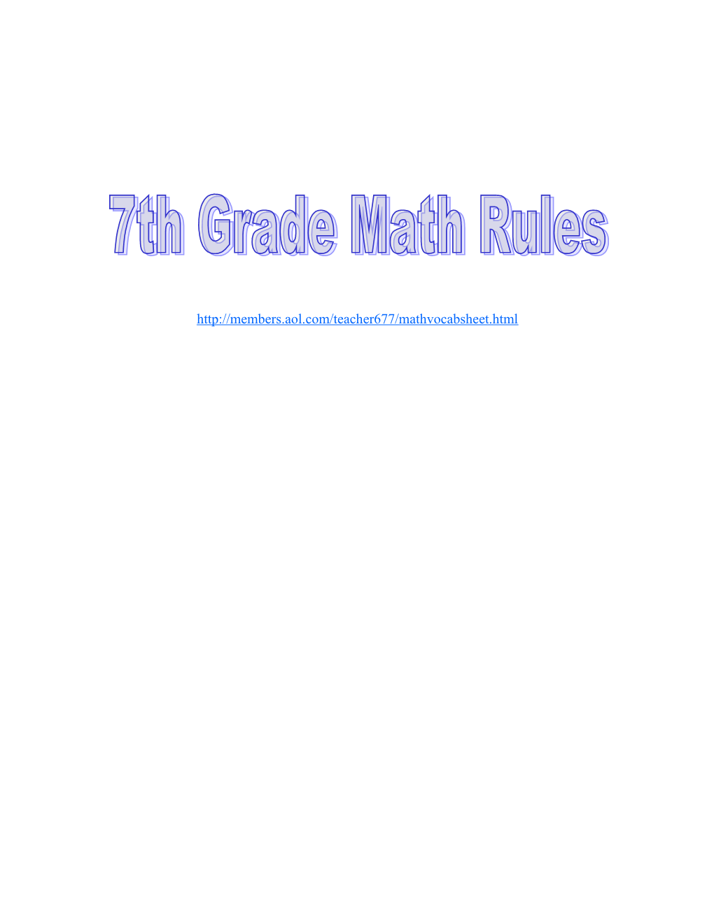 7Th Grade Rules for Math