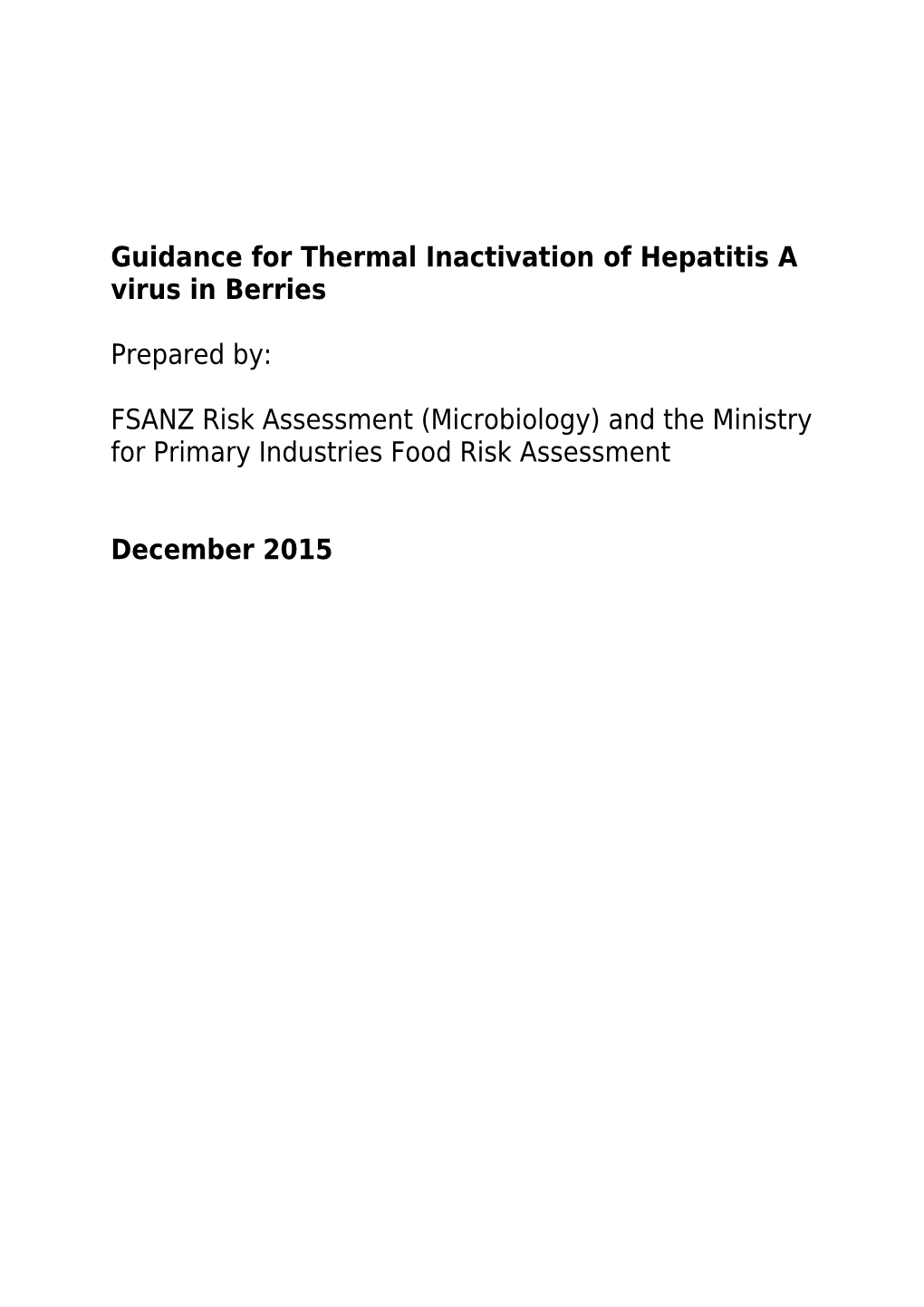 Guideline for Heat Inactivation of HAV in Berries