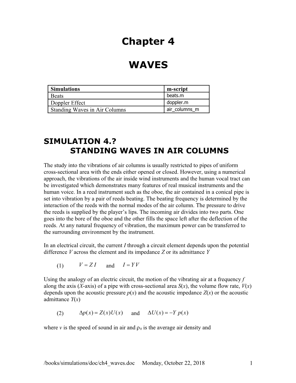 Standing Waves in Air Columns