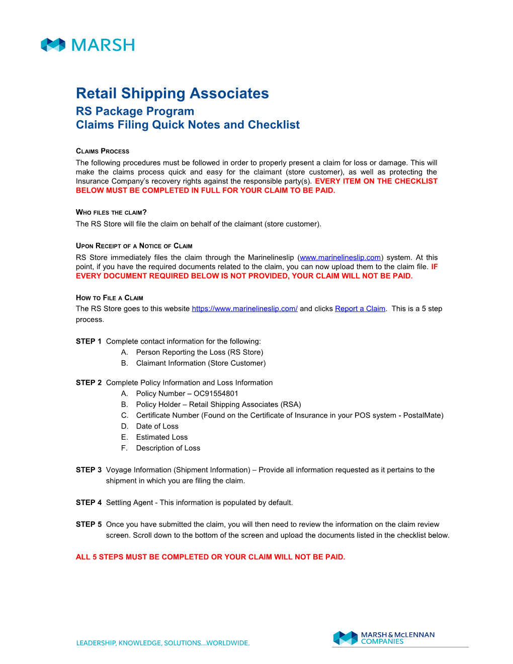 Retail Shipping Associates