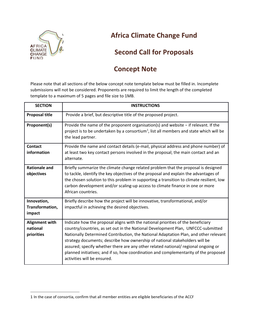 Second Call for Proposals