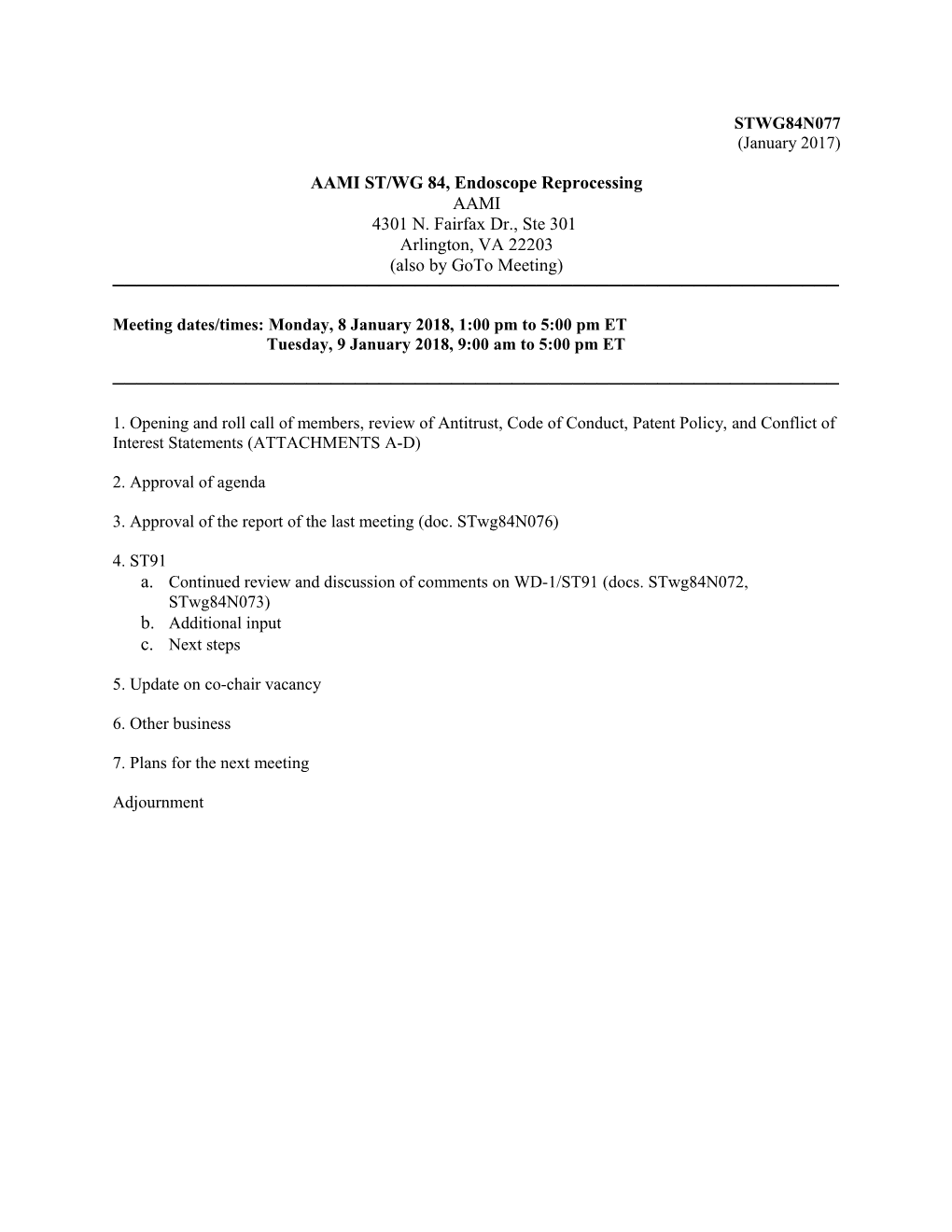 AAMI ST/WG 84, Endoscope Reprocessing