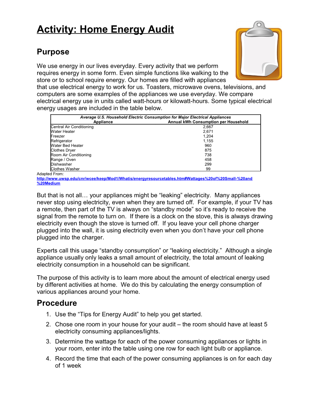 Activity: Home Energy Audit