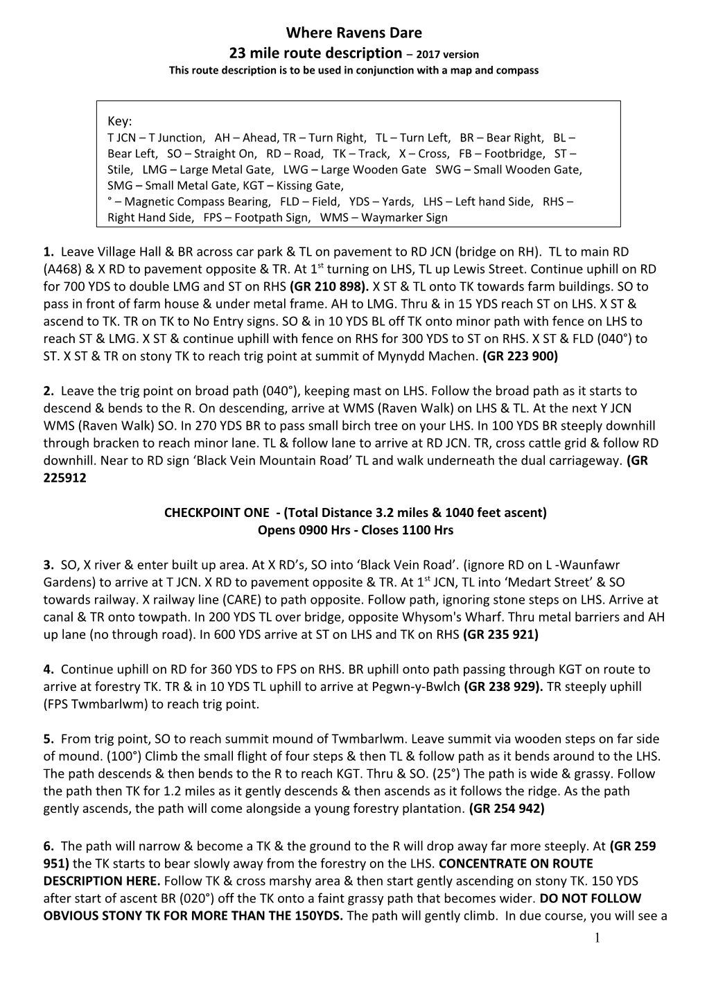 The Valleys Hundred Route Description