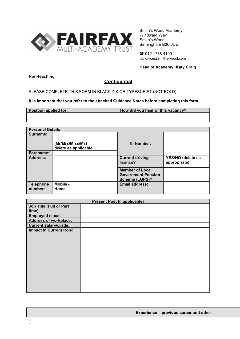 Please Complete This Form in Black Ink Or Typescript (Not Bold)