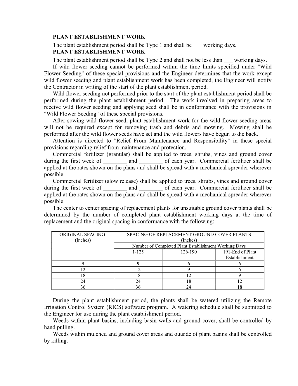 Include Item 204099, Plant Establishment Work