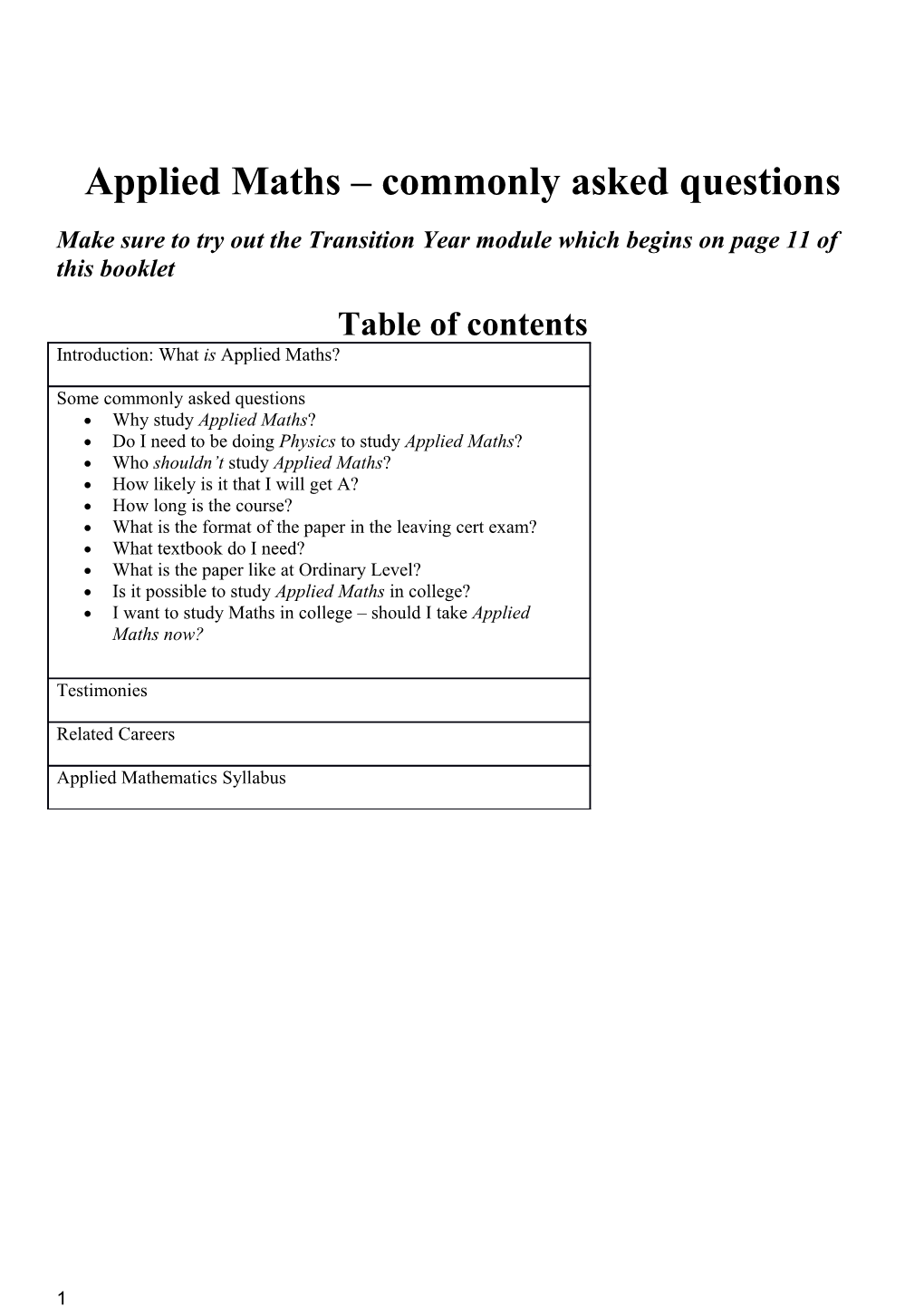 Applied Maths Commonly Asked Questions