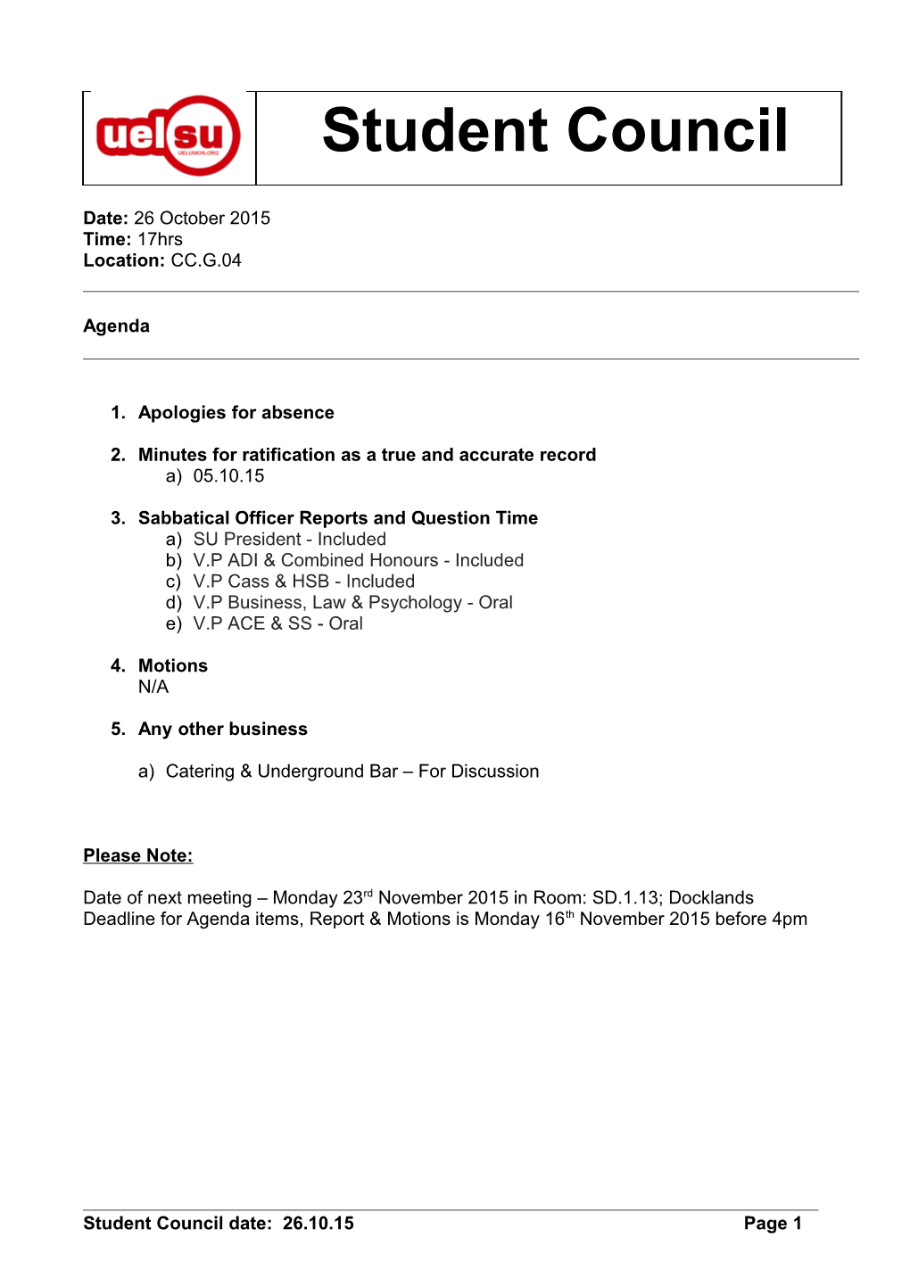 Minutes for Ratification As a True and Accurate Record