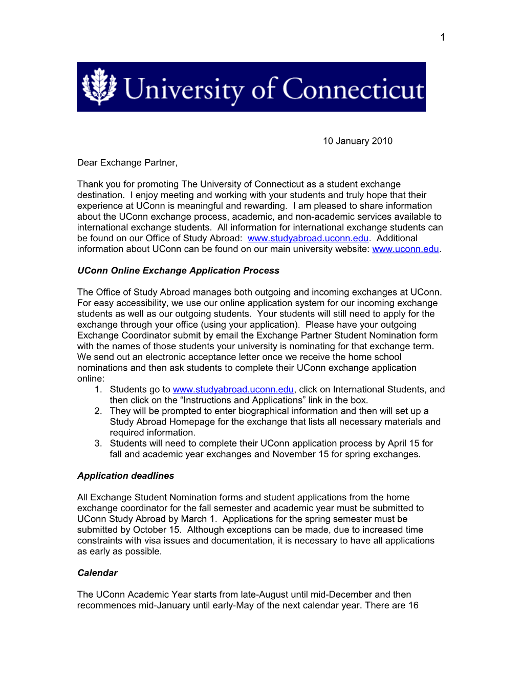 Uconn Online Exchange Application Process