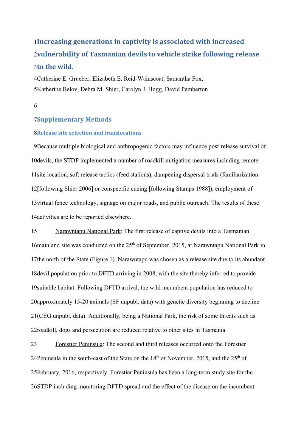 Release Site Selection and Translocations