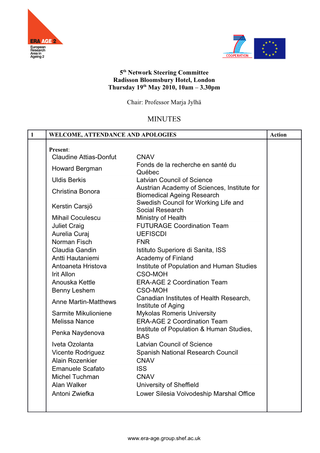 ERA-AGE 2: 1St Network Steering Committee