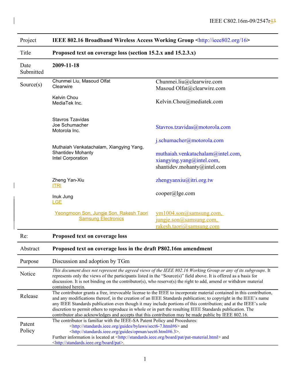 Proposed Text on Coverage Loss