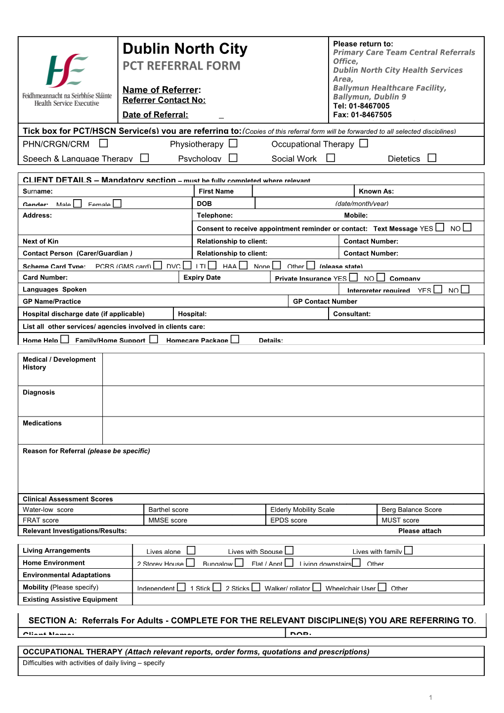 Pct Referral Form