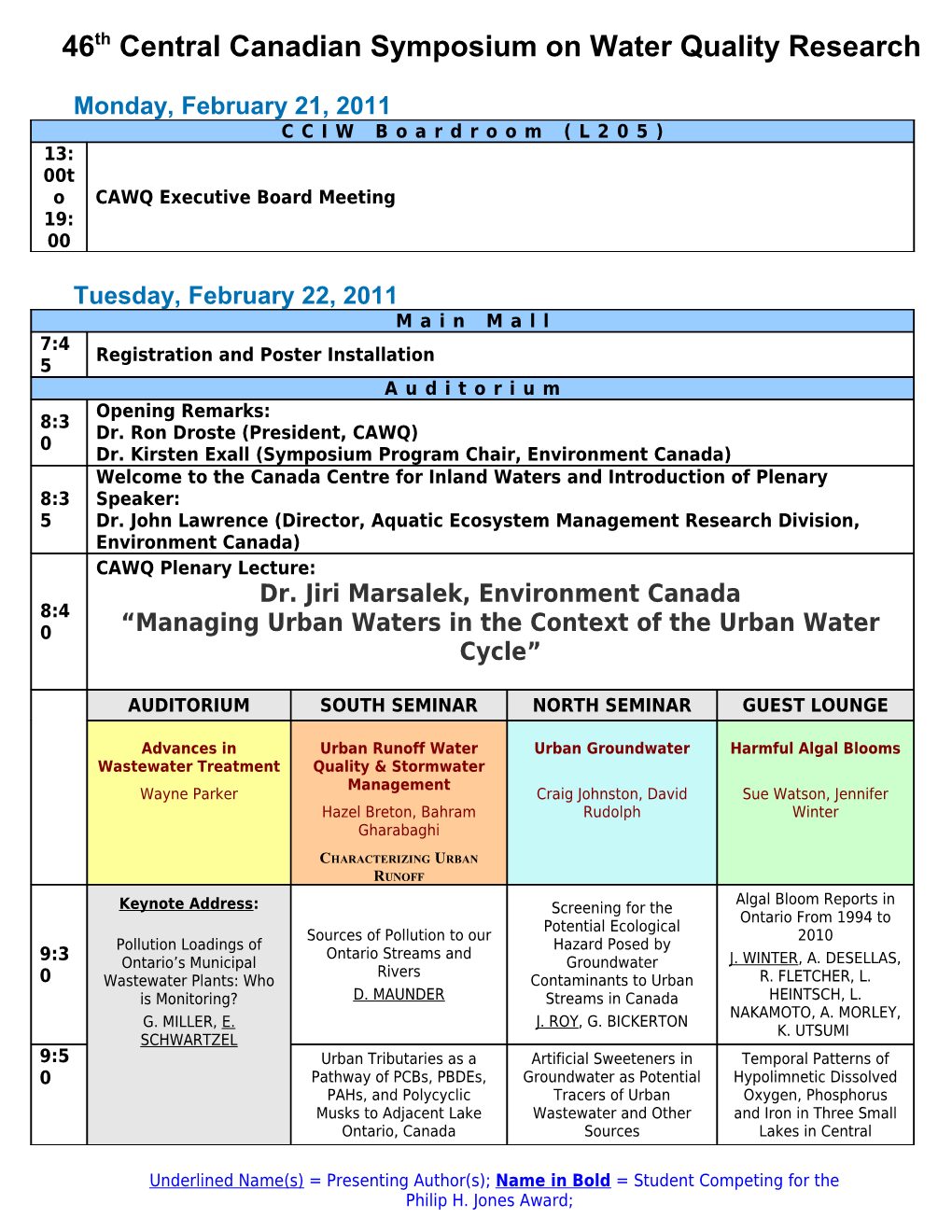 46Thcentral Canadian Symposium on Water Quality Research