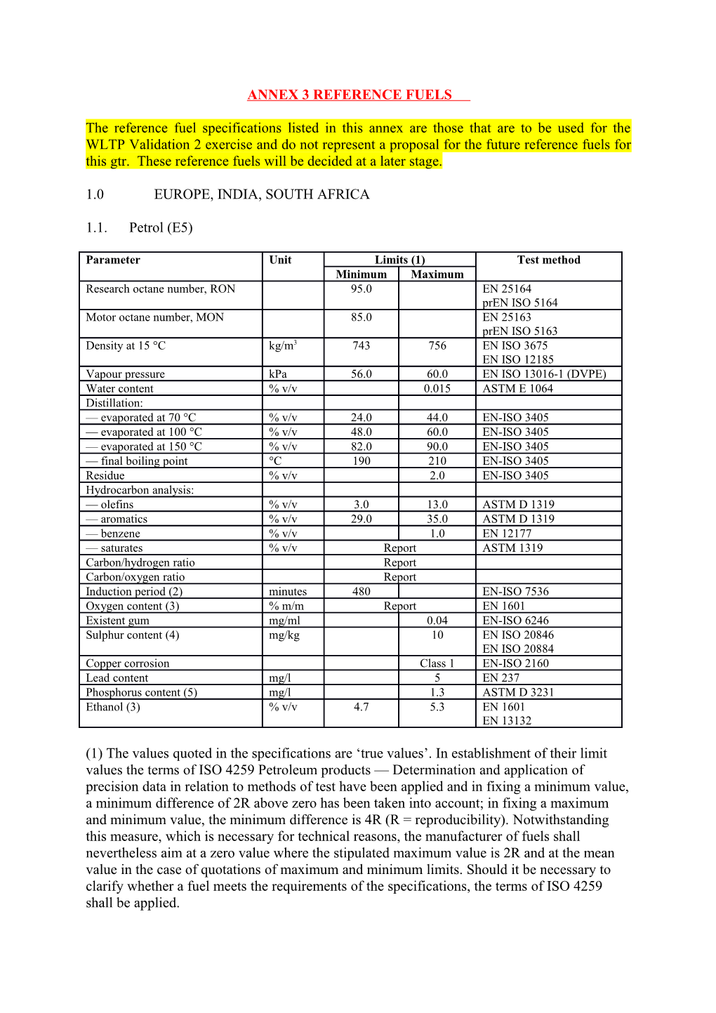 Annex 3Reference Fuels