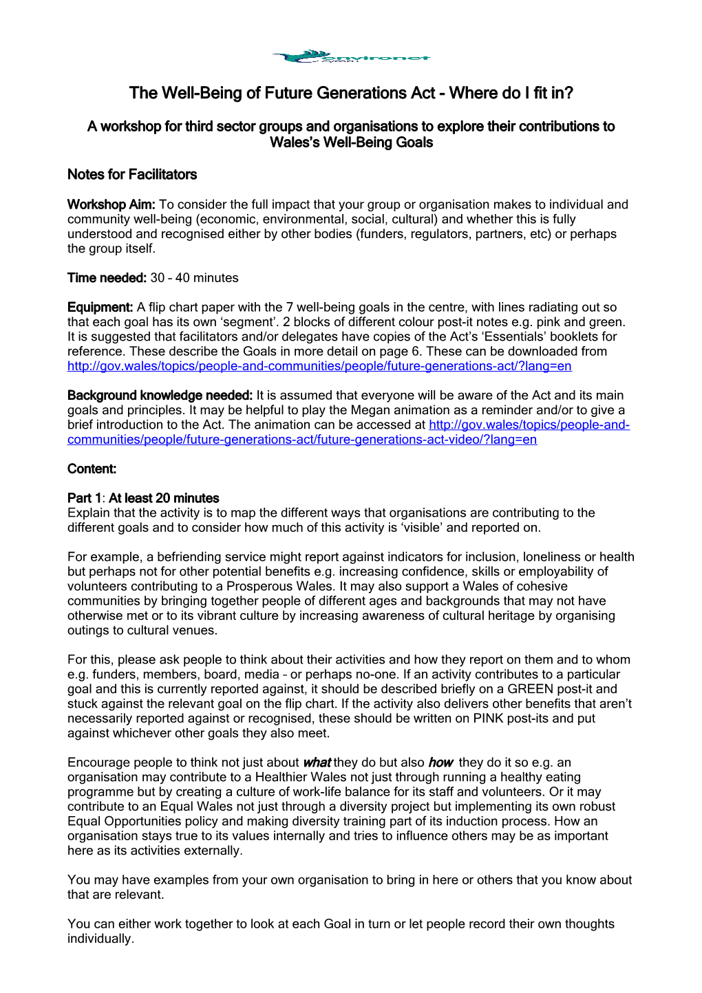 The Well-Being of Future Generations Act - Where Do I Fit In?