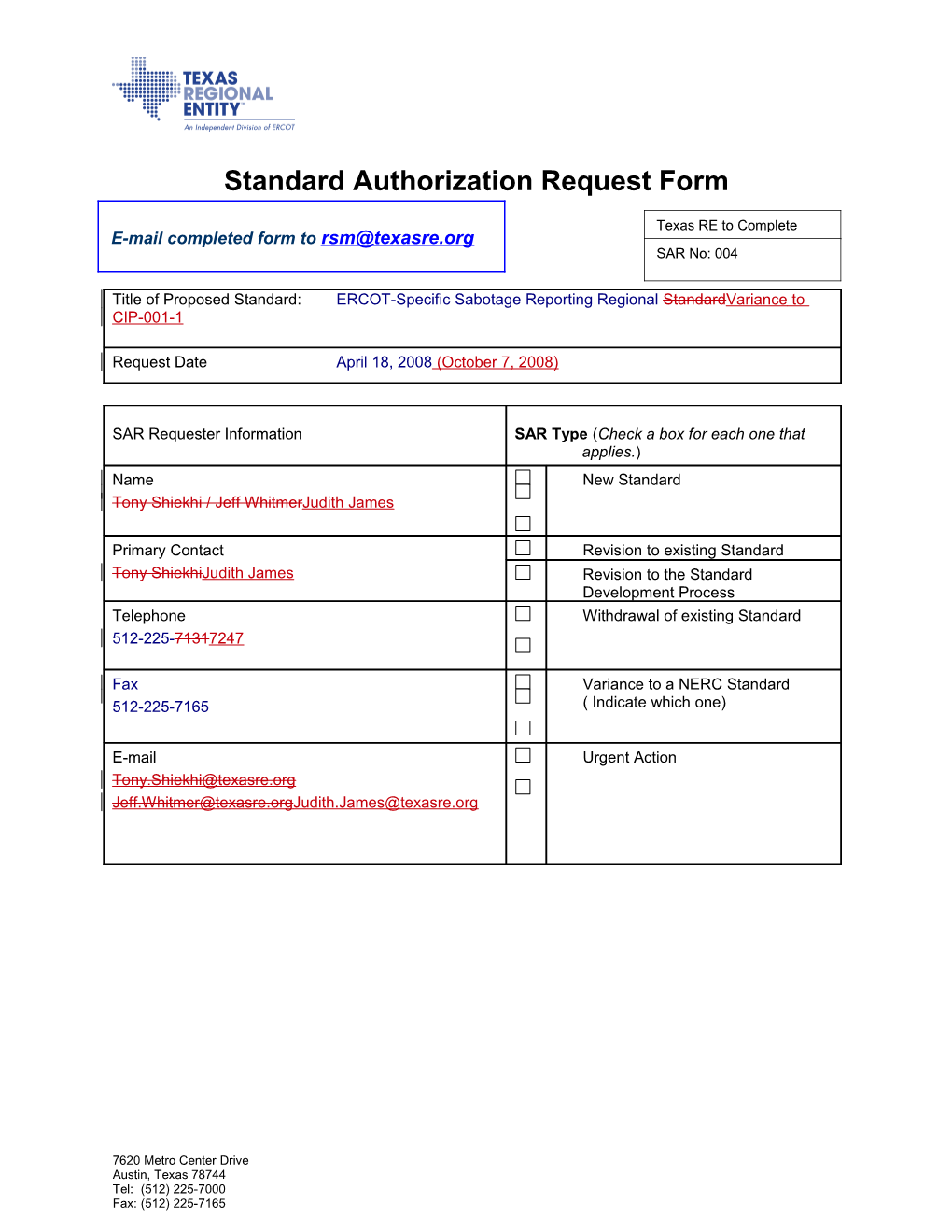 ERCOT-Specific Sabotage Reporting Regional Standard