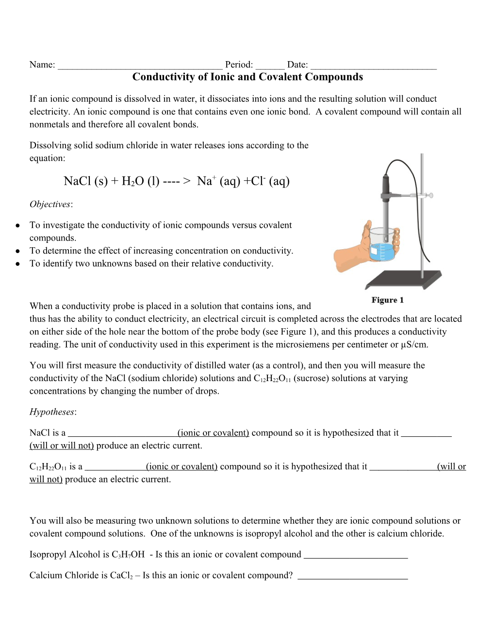 Conductivity of Ionic and Covalent Compounds