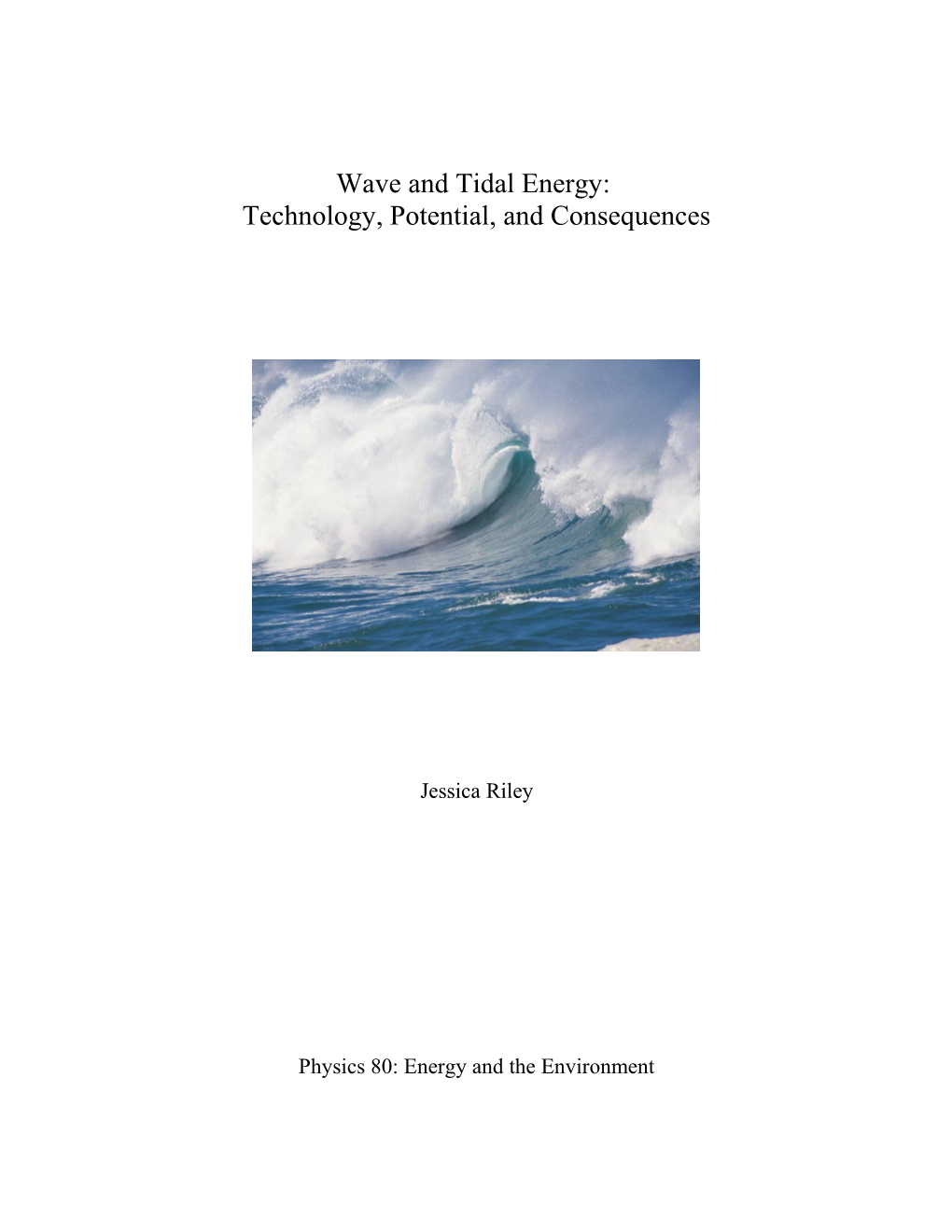 Wave and Tidal Energy: Technology, Potential, and Consequences