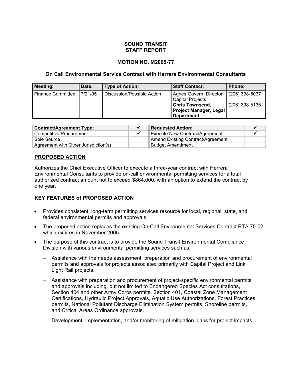 On Call Environmental Service Contract with Herrera Environmental Consultants