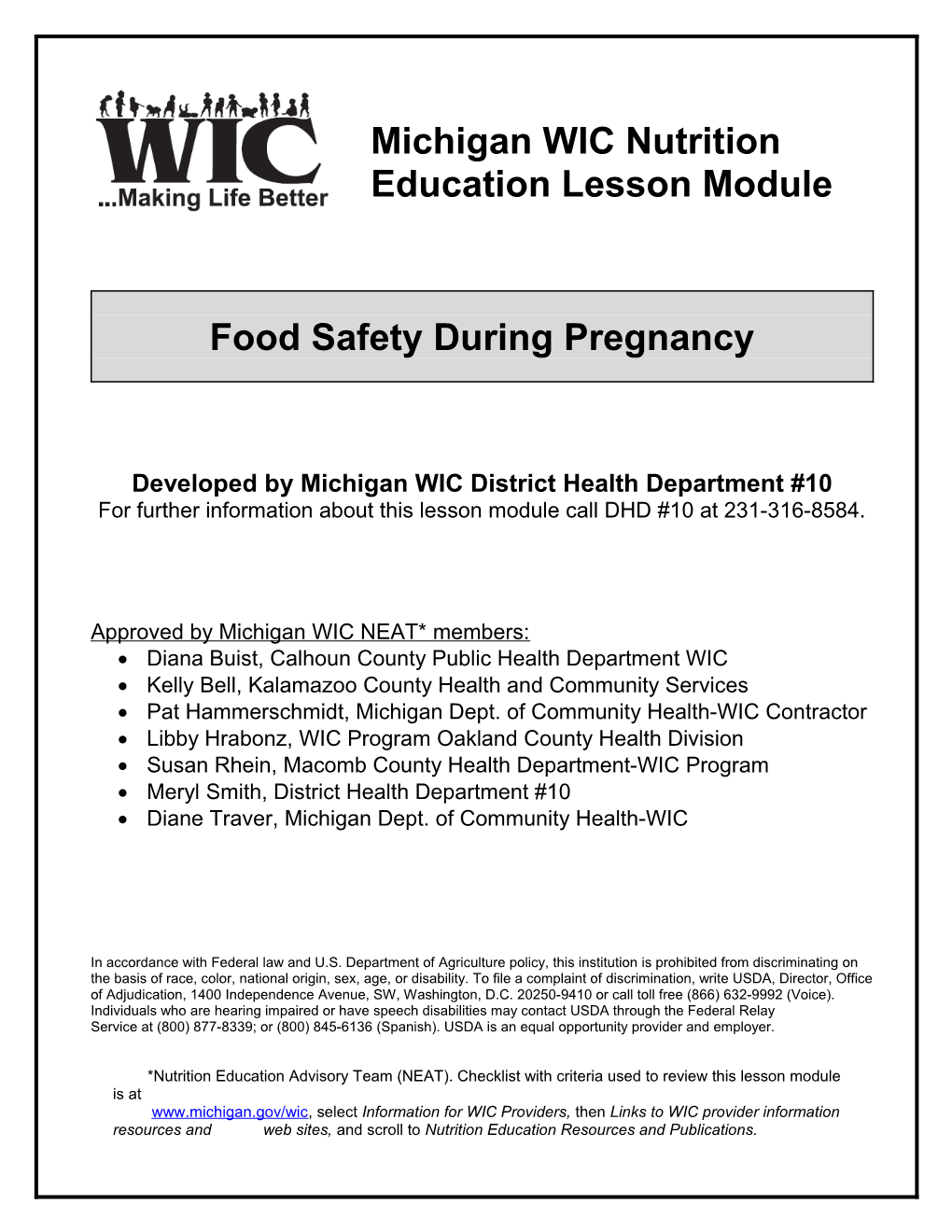 Michigan Wicnutrition Education Lesson Module