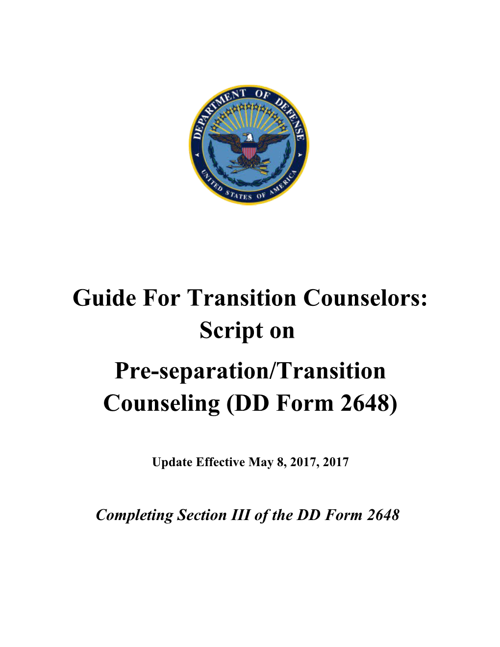 Guide for Transition Counselors:Script On