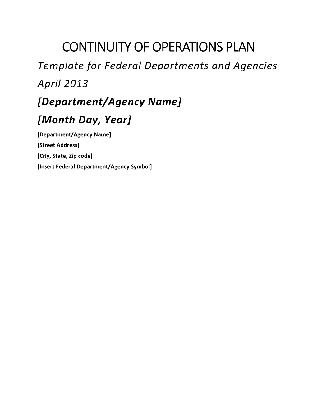 Template for Federal Departments and Agencies