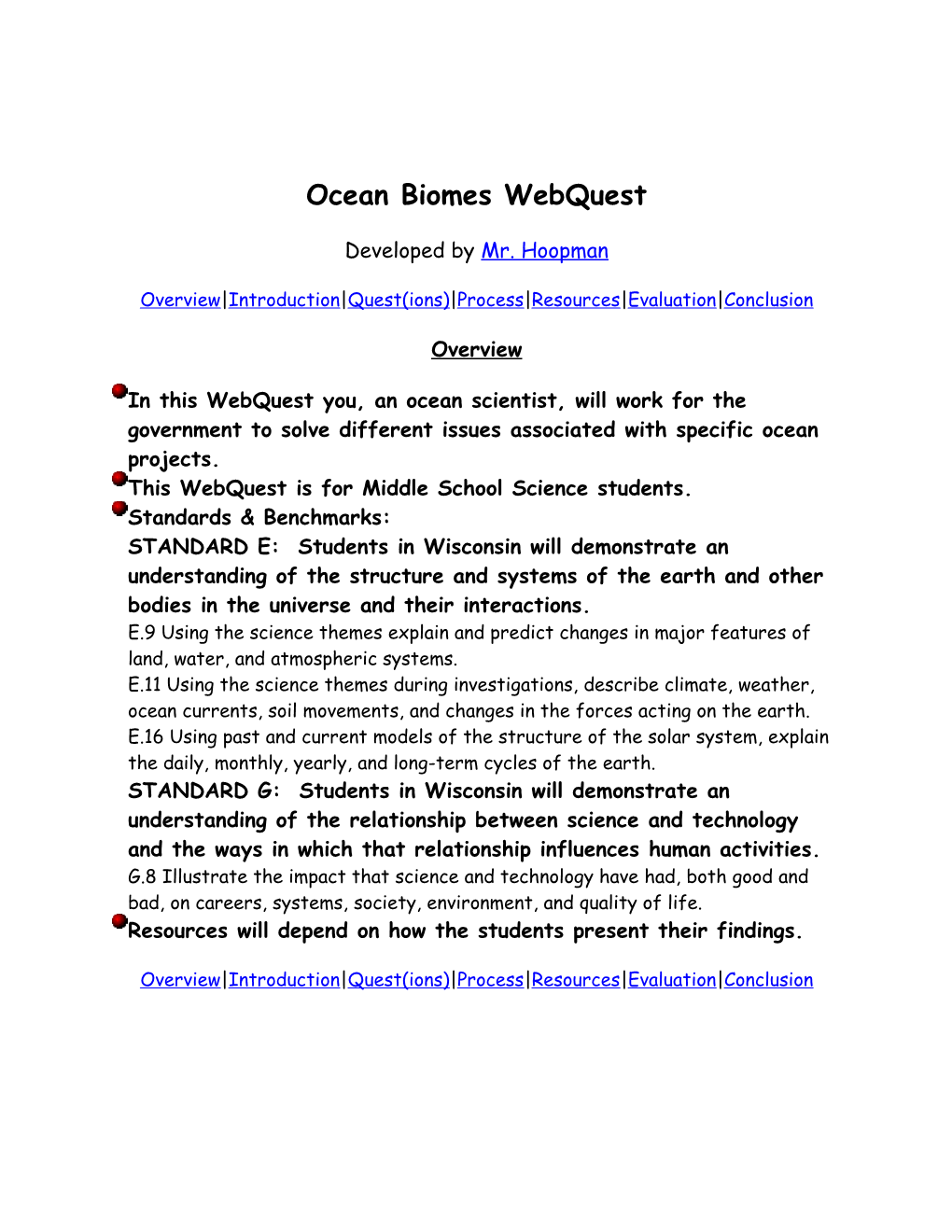 Ocean Biomes Webquest