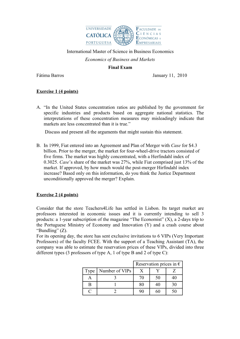 International Master of Science in Business Economics