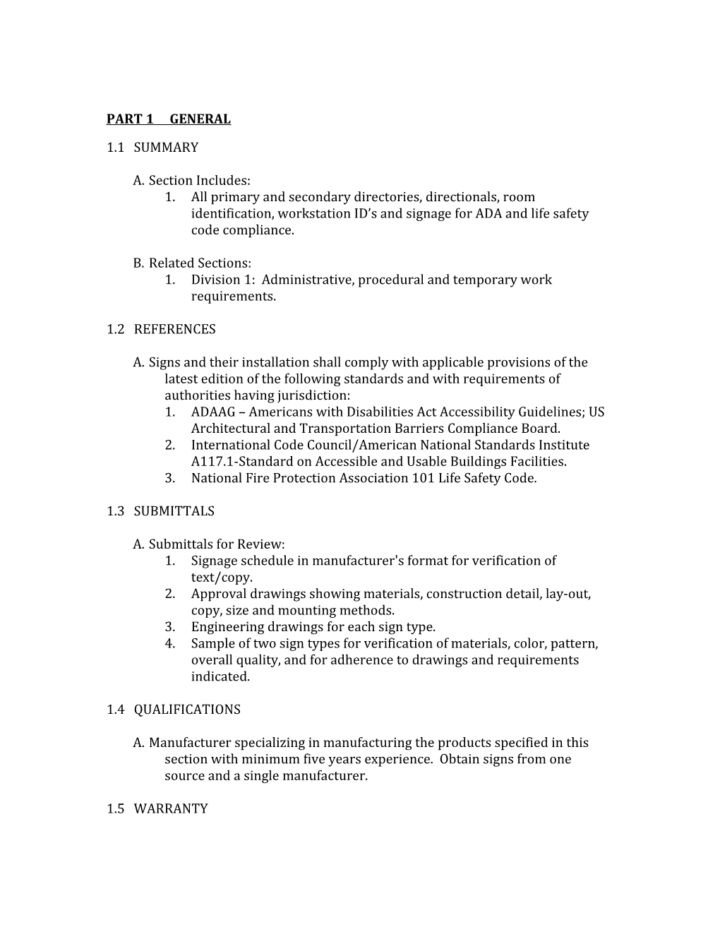 Division 1: Administrative, Procedural and Temporary Work Requirements