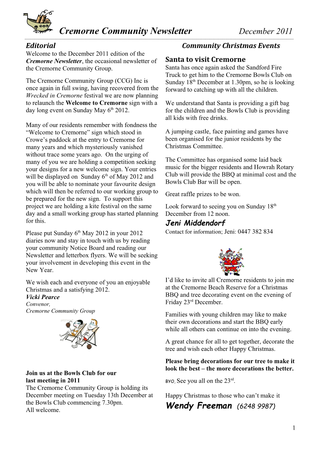 Cremorne Community Newsletter December 2011