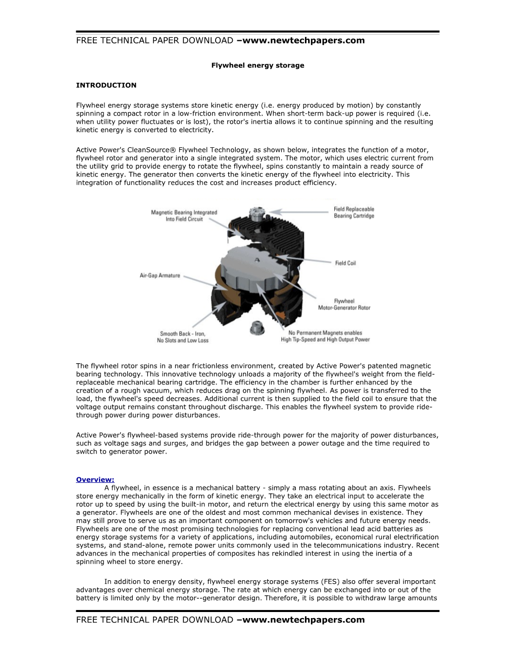 Flywheel Energy Storage Systems Store Kinetic Energy (I