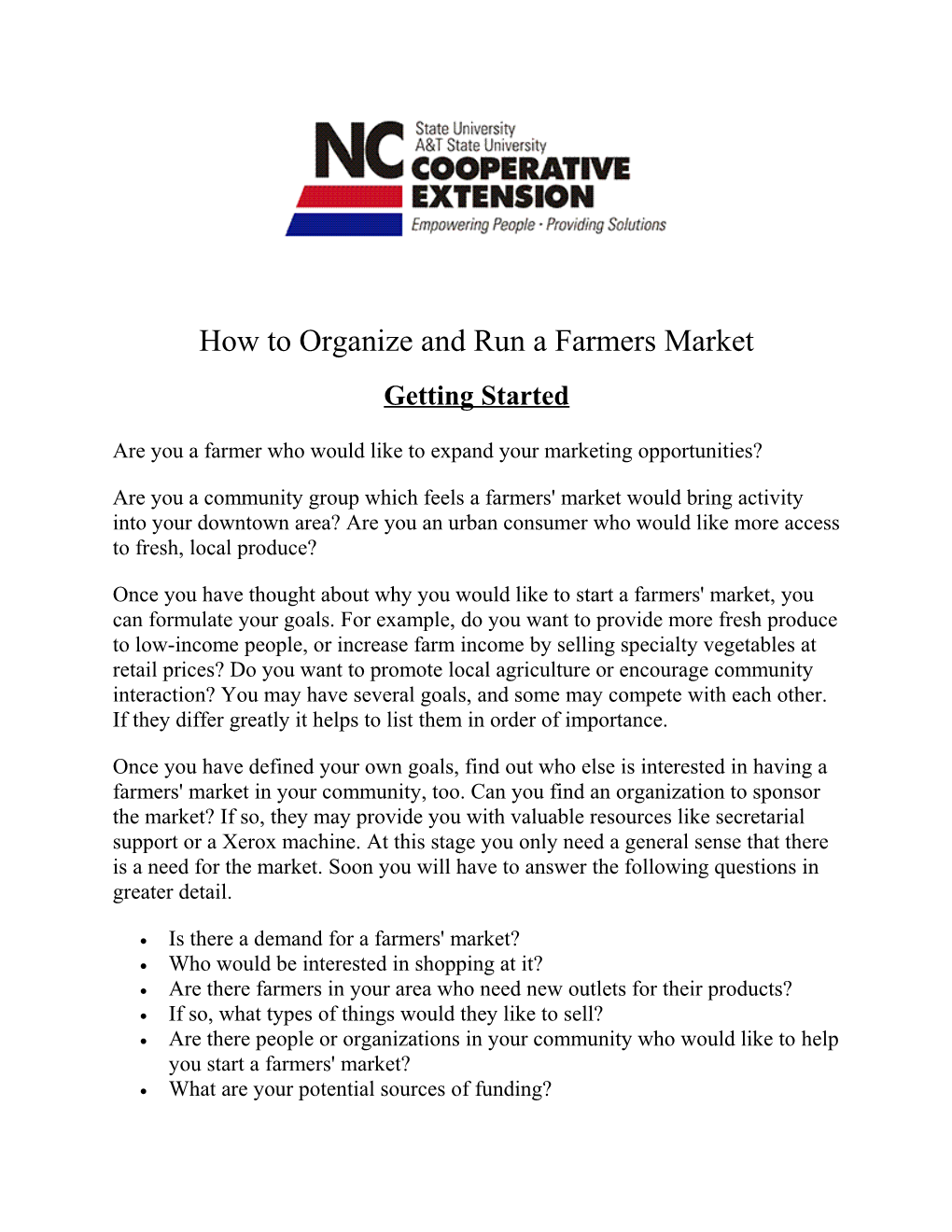 How to Organize and Run a Farmers Market