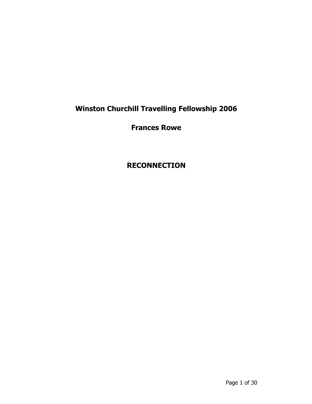 Winston Churchill Travelling Fellowship 2006