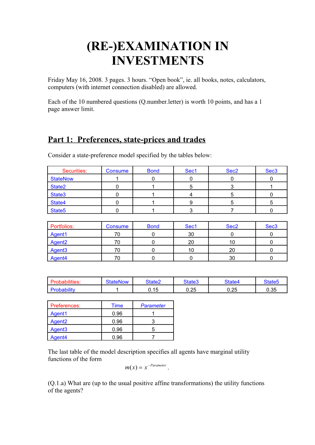 Part 1: Reservation Prices and Equilibrium