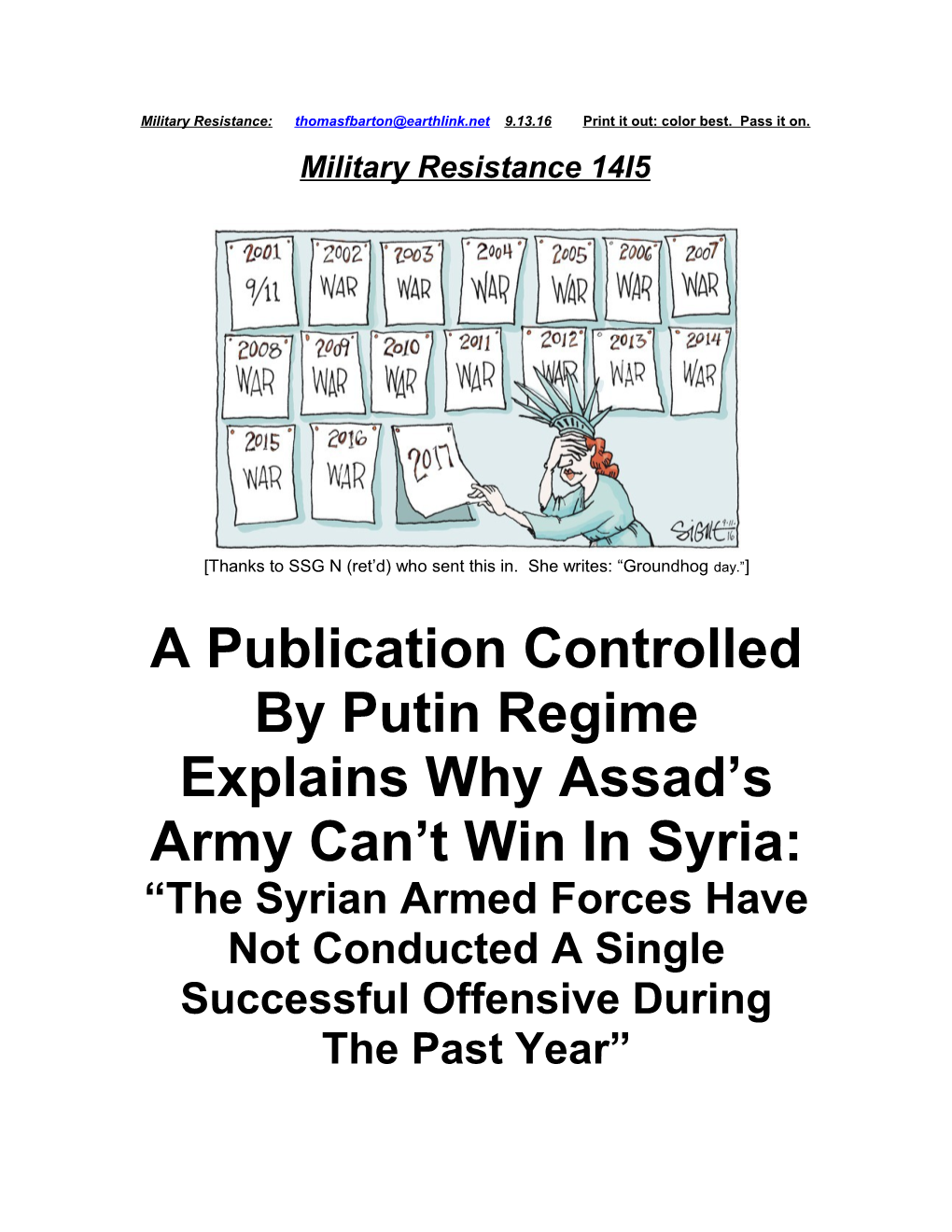 A Publication Controlled by Putin Regime Explains Why Assad S Army Can T Win in Syria
