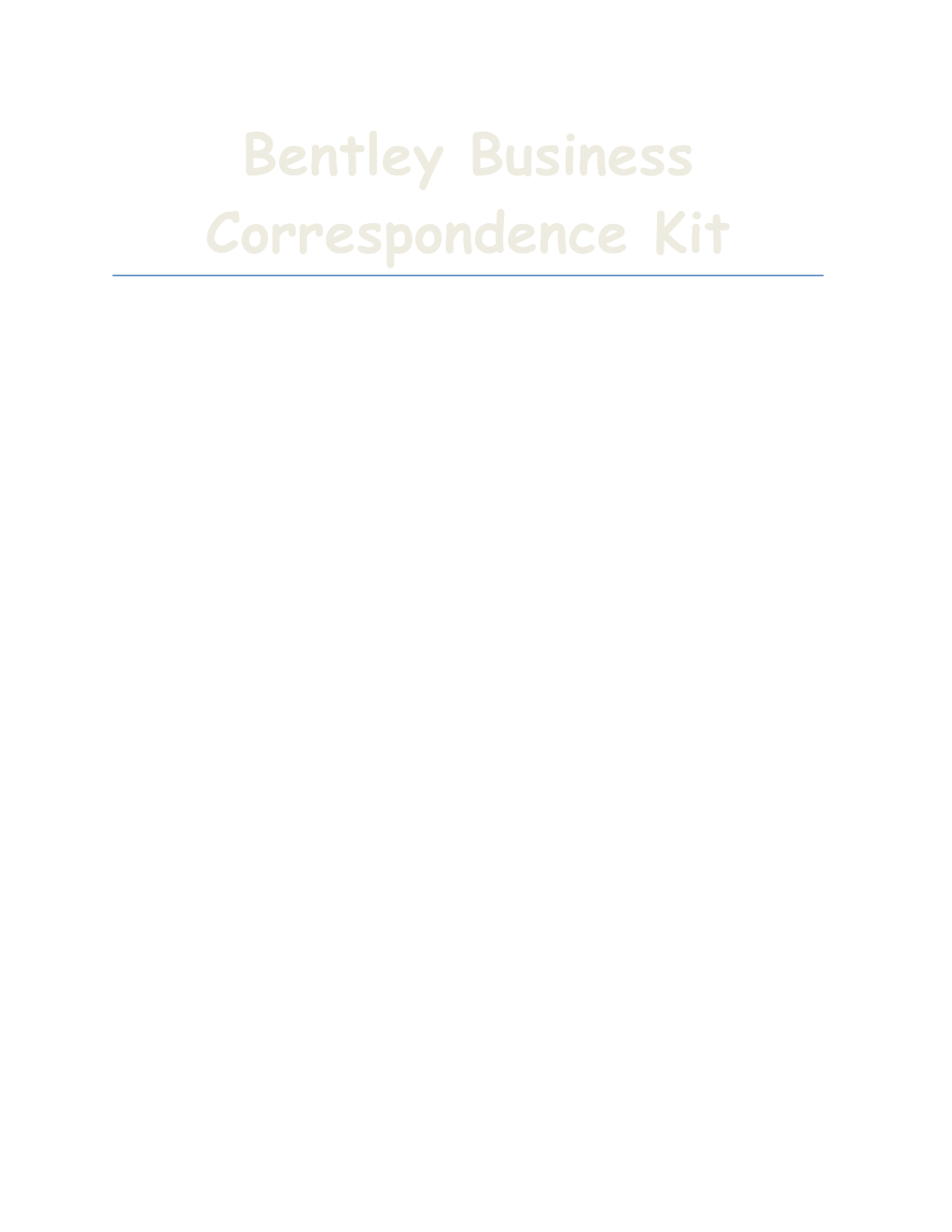 Bentley Business Correspondence Kit