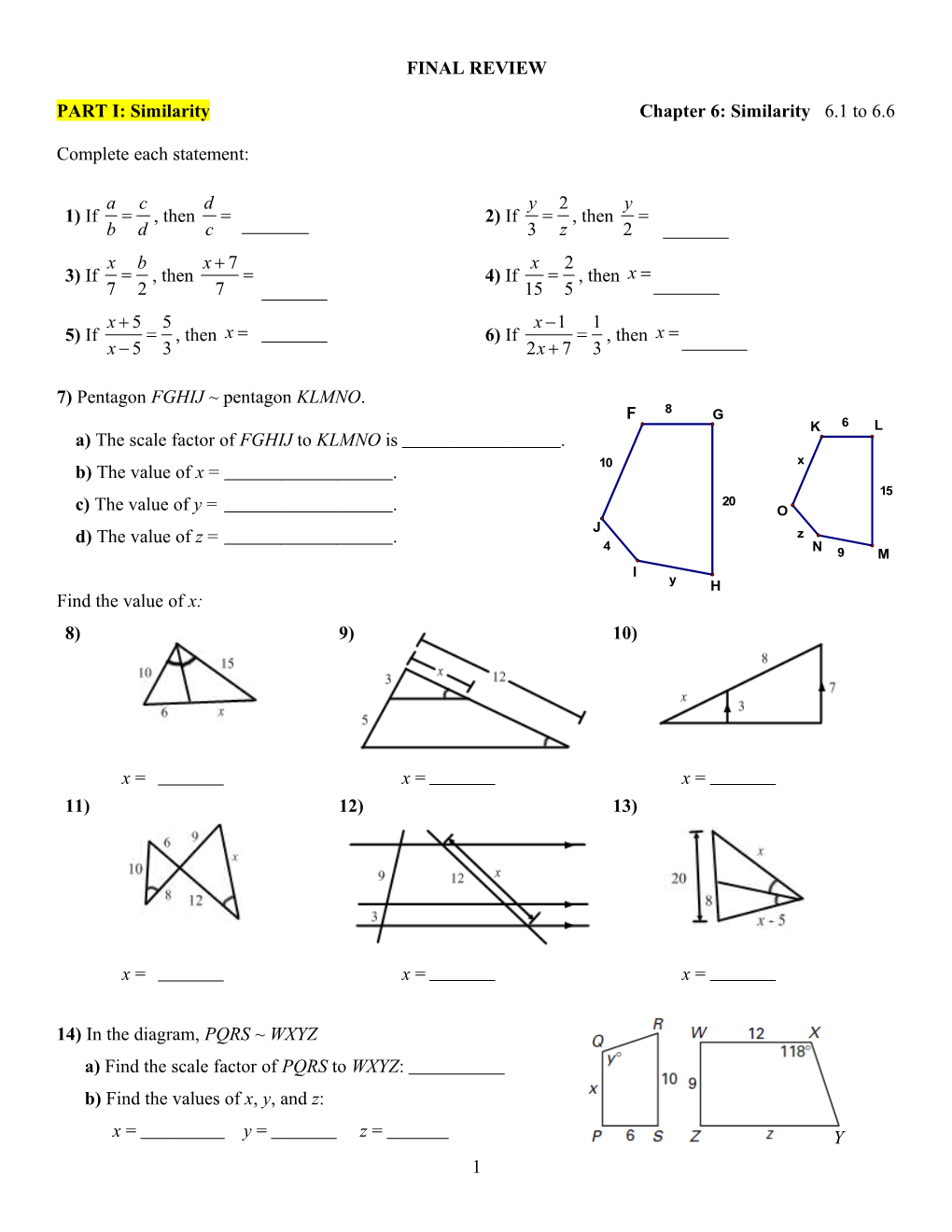 Geometry Cp Final Review