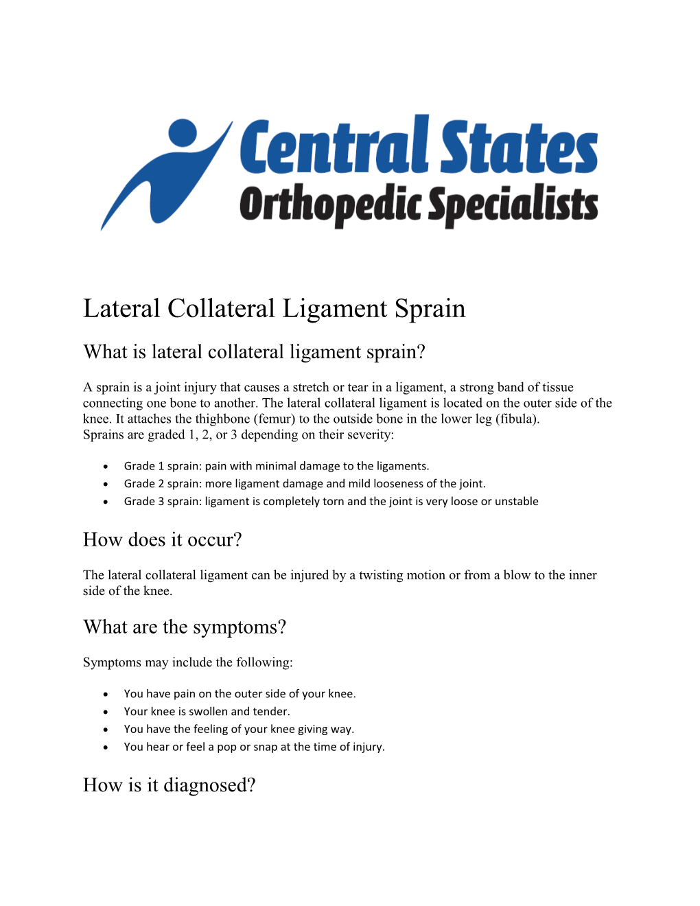 Lateral Collateral Ligament Sprain