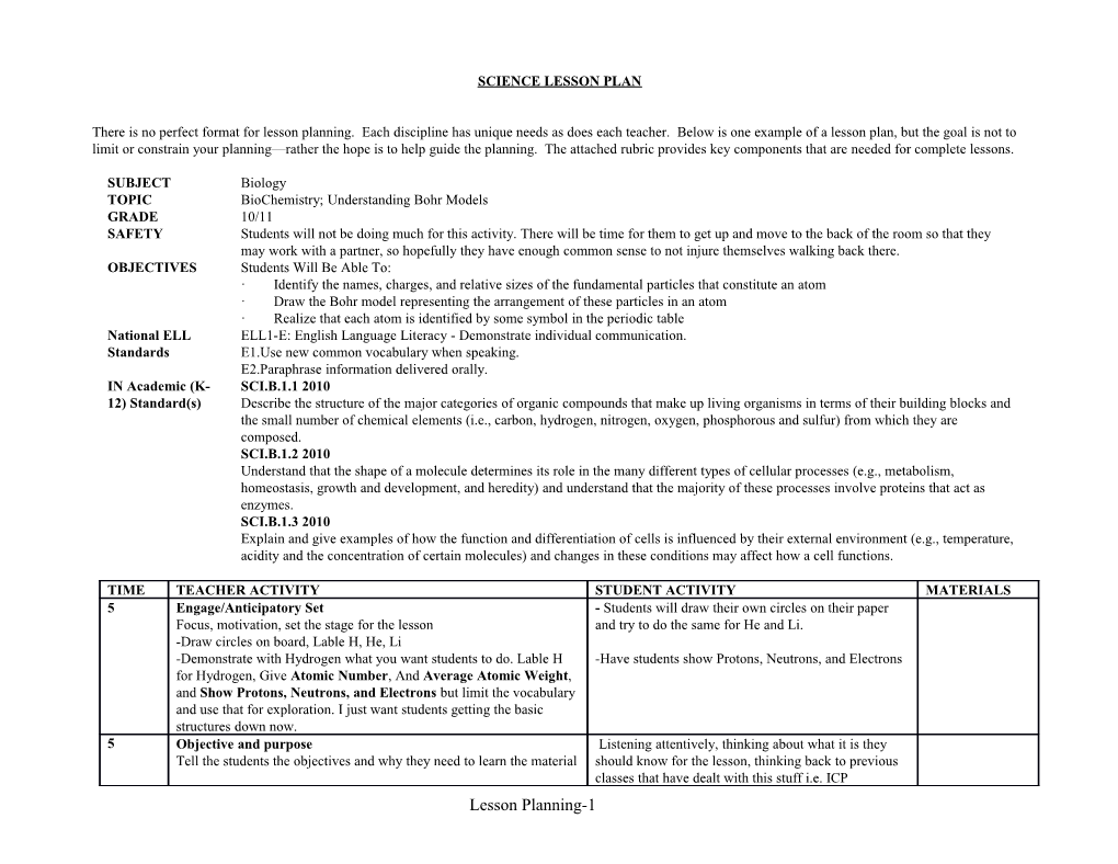 Sciencelesson Plan