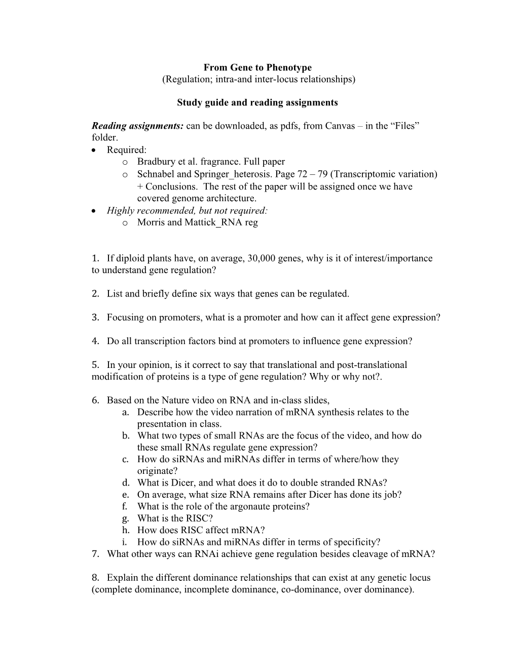 Regulation; Intra-And Inter-Locus Relationships