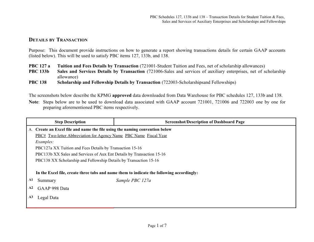 PBC Item # 2 Comparative Trial Balance of Campus Ledger/Legal Ledger/GAAP Ledger