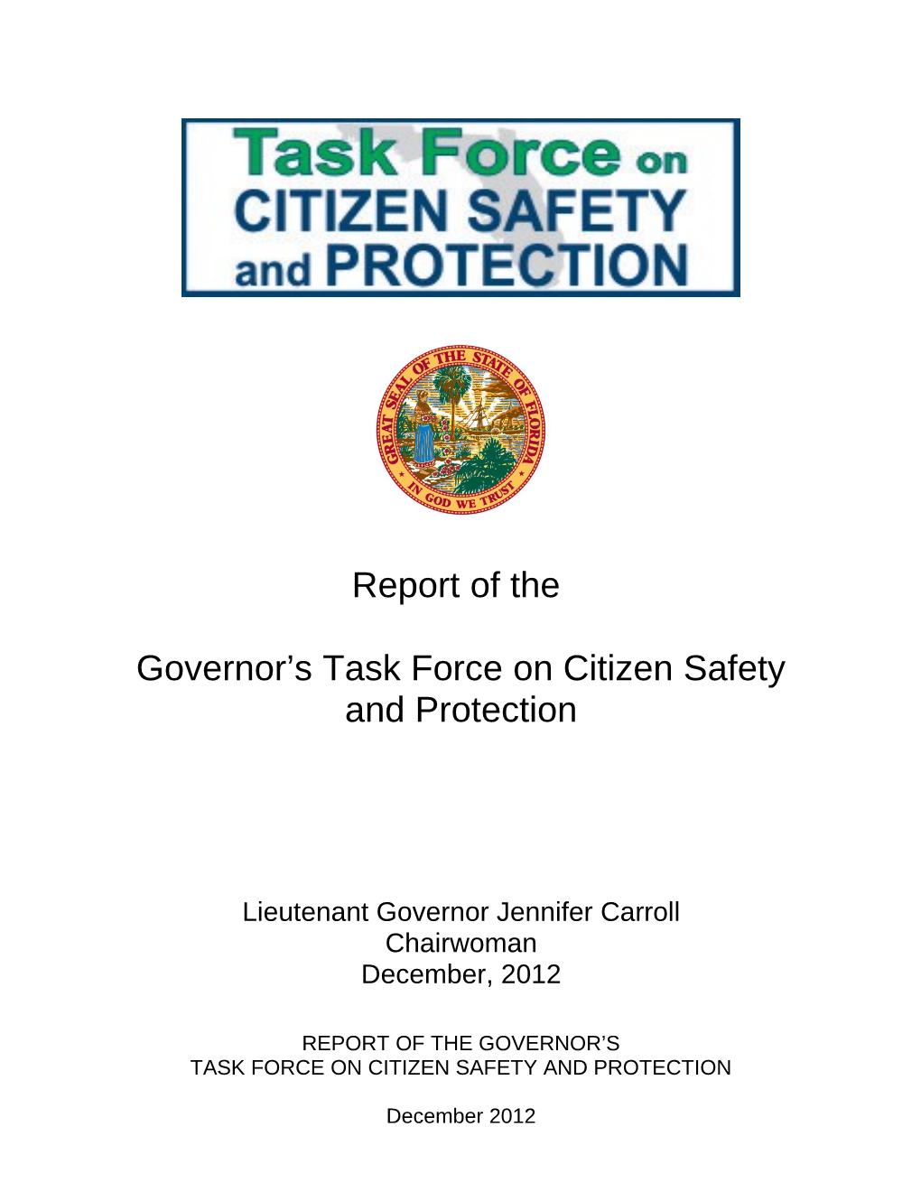 Governor S Task Force on Citizen Safety and Protection